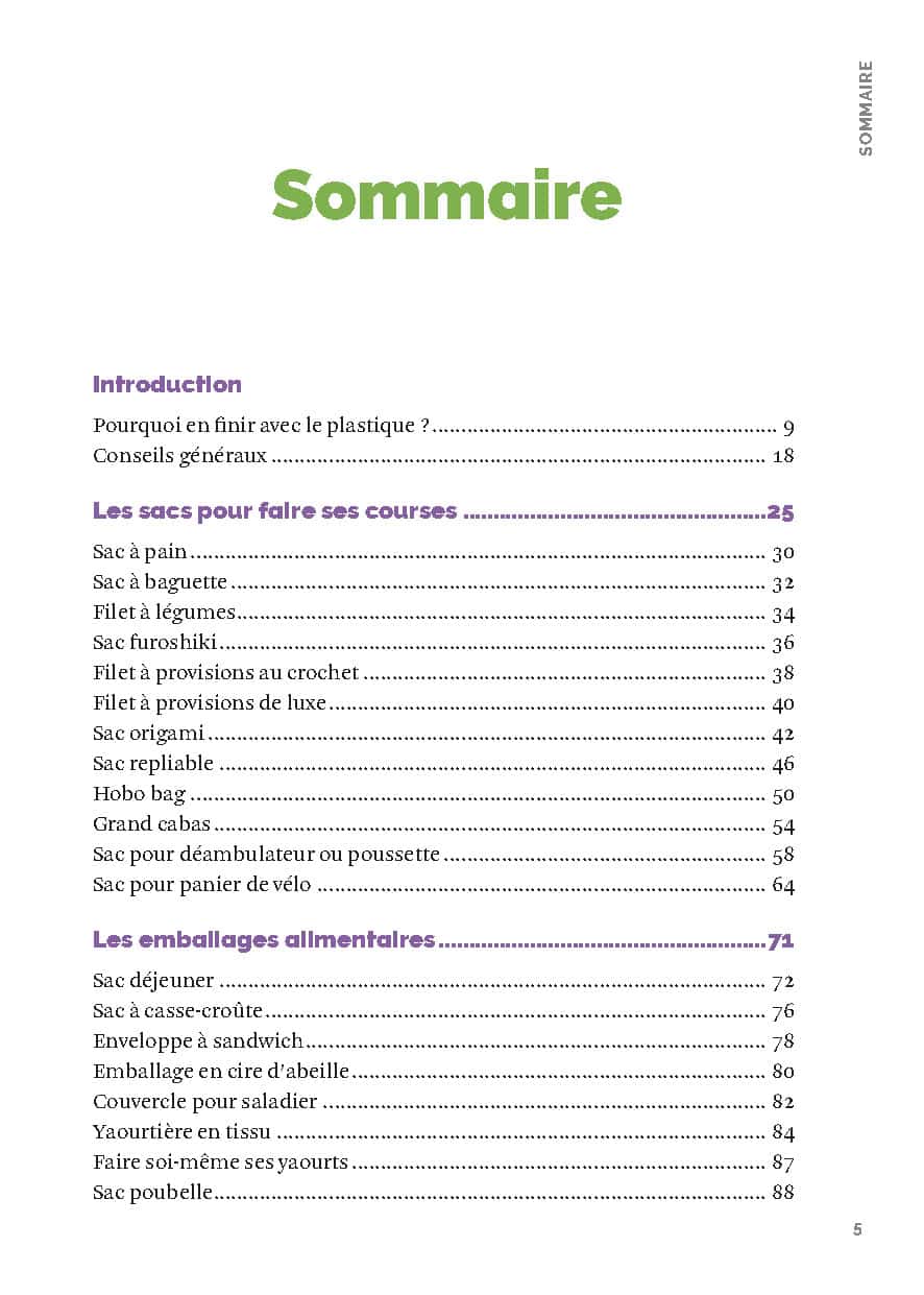 PLAST – 60 idées ludiques et pratiques pour en finir avec le plastique – sommaire 1