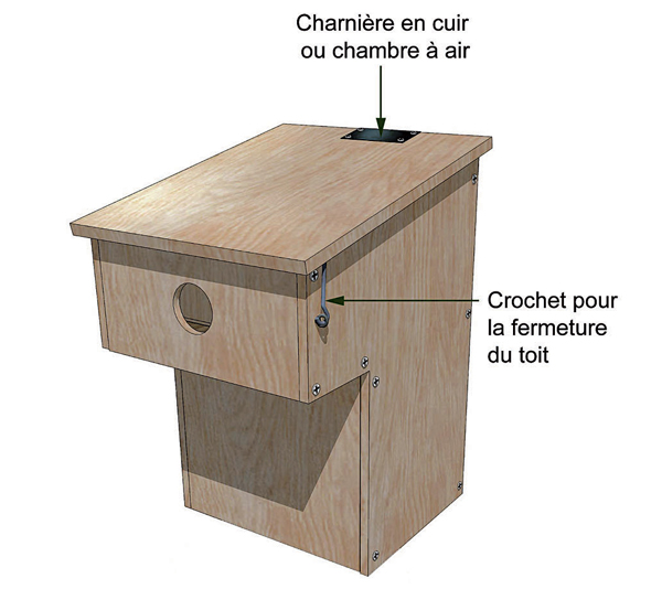 Maison d'oiseau en bois à l'extérieur de la décoration de terrasse de boîte