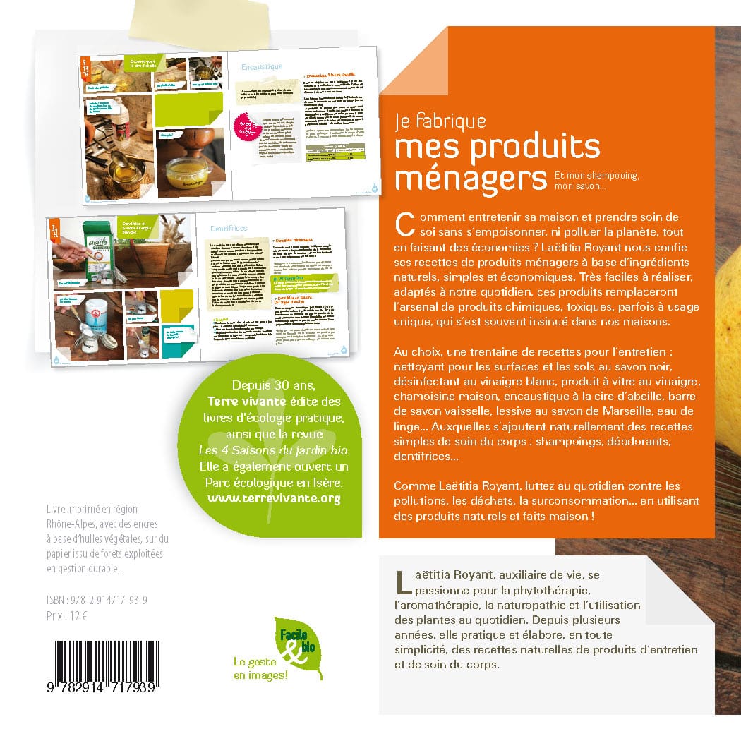 Livre de recettes de produits ménagers maison : écologique et DIY