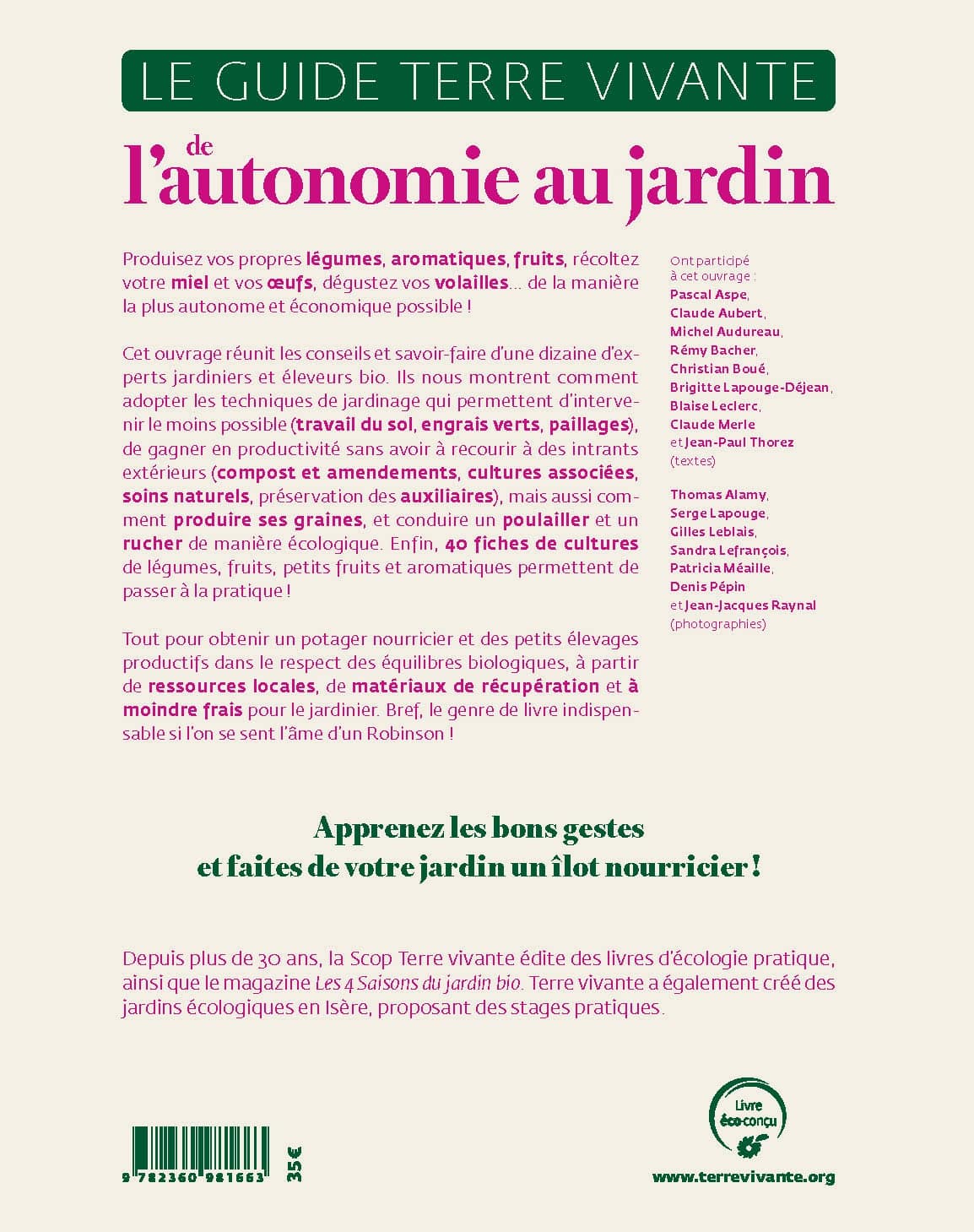 Le guide Terre vivante de l’autonomie au jardin 1