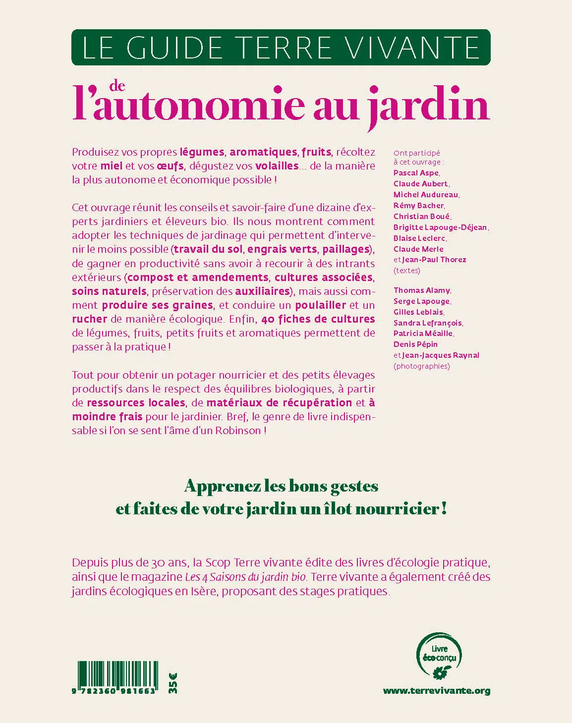 Le guide Terre vivante de l’autonomie au jardin 1