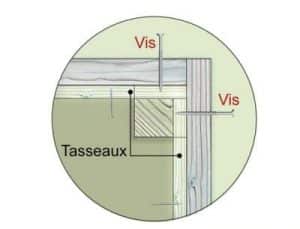 Schéma montrant l'emplacement des vis par rapport aux tasseaux