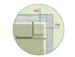 Schéma montrant l'emplacement des vis par rapport aux tasseaux