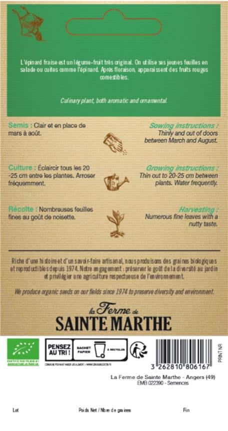 Graines Epinard fraise bio – Ferme de Sainte Marthe 1