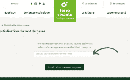 Recréer son compte en ligne Terre vivante 1