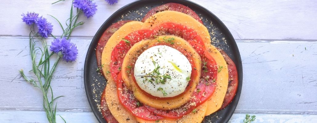 Carpaccio melon et tomate mozzarella du Buffalo