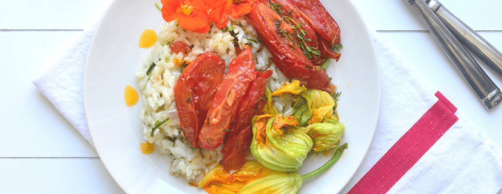 Risotto aux fleurs de capucines et courgettes