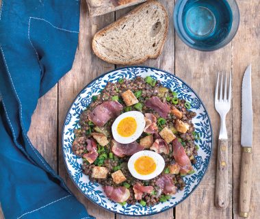 Salade campagnarde aux lentilles et au jambon grillé 1