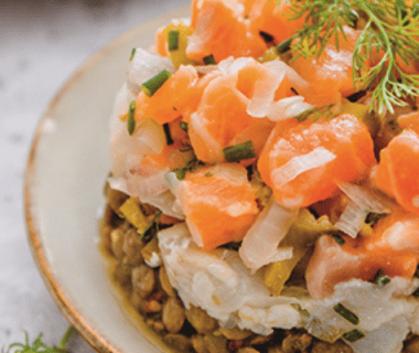 Tartare de poissons aux lentilles