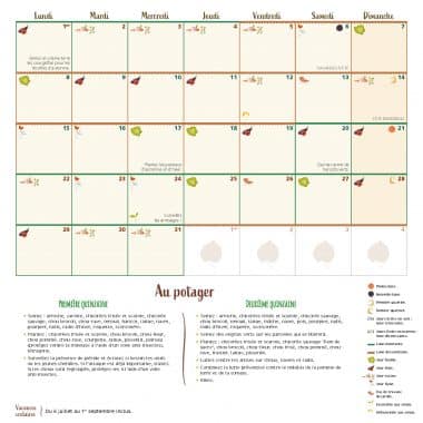 Calendrier des semis et plantation du potager à télécharger ou imprimer