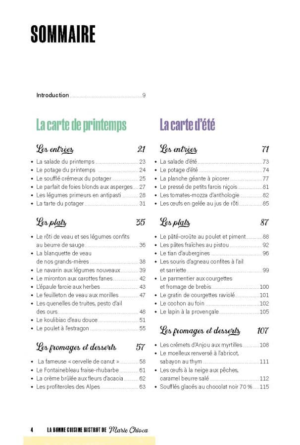 Sommaire Recettes bistrot